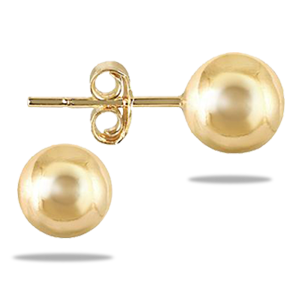 7MM Round Ball Earrings in 18K Yellow Gold Plated Sterling Silver